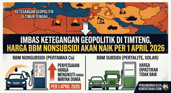 Imbas Ketegangan Geopolitik di Timteng, Harga BBM Nonsubsidi akan Naik per 1 April 2026