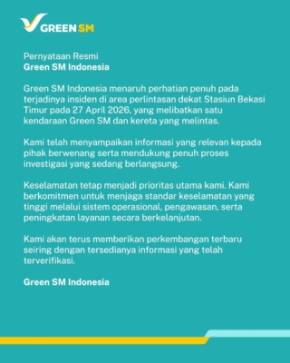 Pernyataan resmi pihak taksi Green SM, terkait kecelakaan kereta di Bekasi Timur. (Ist)
