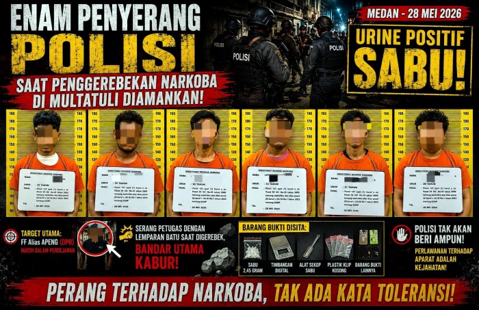 Halangi Penangkapan Bandar, Enam Penyerang Polisi di Medan Positif Sabu