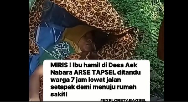 VIDEO VIRAL: Ibu Hamil di Tapsel Ditandu 7 Jam Melalui Jalan Setapak Demi ke Rumah Sakit