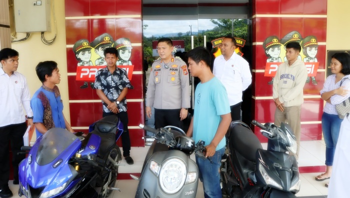 Polres Tapteng Kembalikan Tiga Sepeda Motor Hasil Curanmor ke Pemiliknya