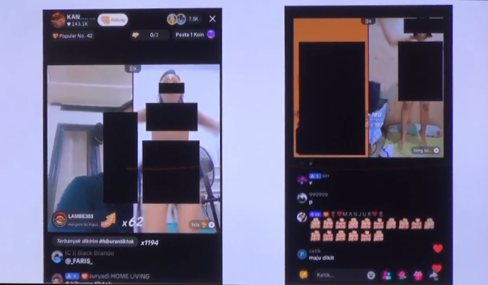 Polda Metro Jaya membongkar dugaan kasus konten pornografi melalui live streaming media sosial. Seorang host diamankan setelah diduga menayangkan challenge bermuatan pornografi demi meraih gift dari penonton. (Foto: ReportaseNews/Tama)