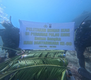 Lestarikan Ekosistem Laut, Polres Ende Lakukan Peletakan Rumah Ikan