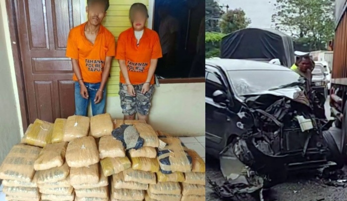 Kurir Ganja dari Madina Tertangkap Gegara Mobilnya Kecelakaan di Taput