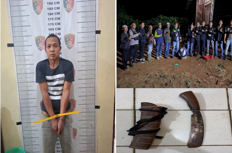 Polres OKU Selatan mengungkap kasus pembunuhan petani di Warkuk Ranau Selatan dalam waktu kurang dari 24 jam. Seorang tersangka berhasil diamankan beserta barang bukti. (Ist)