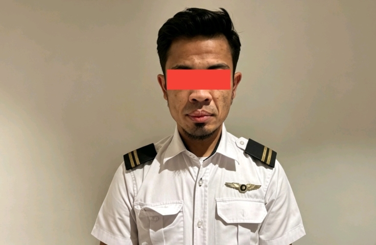 Pilot Malaysia Airlines ditangkap Bareskrim Polri dan Bea Cukai Bandara Soekarno-Hatta setelah kedapatan membawa 70.114 butir ekstasi dan sabu. Pelaku mengaku sudah tiga kali menjadi kurir narkoba. (Foto: ReportaseNews/HO- Dittipidnarkoba Bareskrim Polri)