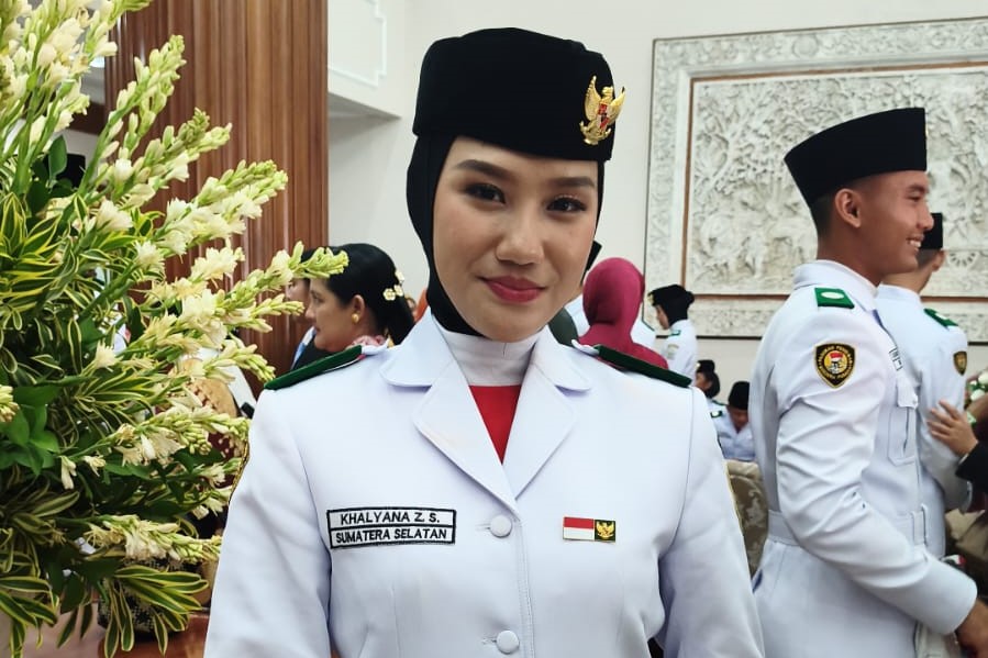 Khalyana Zahira Sandi, siswi MAN 1 Lubuklinggau, sukses menjalankan tugas sebagai Paskibraka Nasional pada upacara HUT ke-81 RI di Istana Merdeka. (Foto: ReportaseNews/Don)