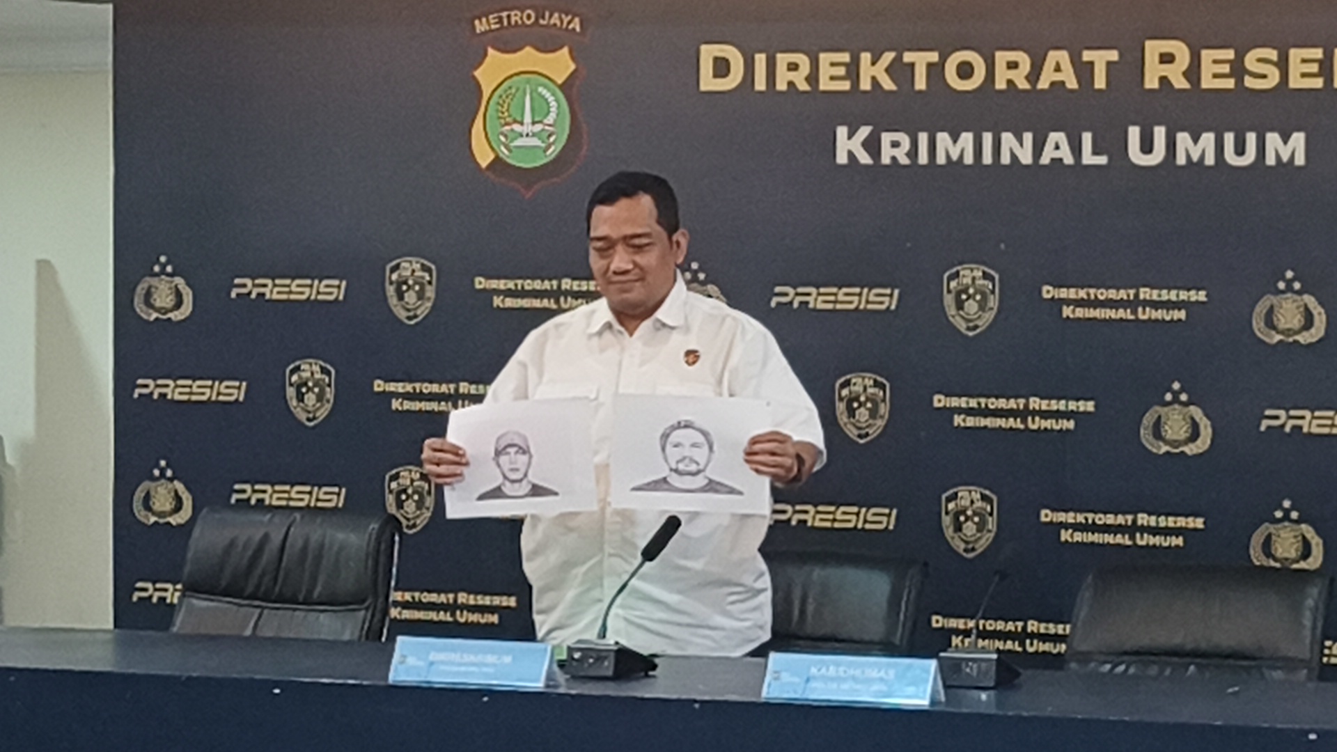 Polda Metro Jaya mengantongi dua sketsa wajah pria yang diduga terkait kasus penganiayaan hingga menyebabkan satu orang meninggal saat kerusuhan 27 Agustus 2026. (Foto: ReportaseNews/Tama)