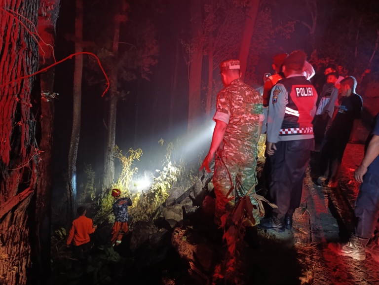Polisi Bersama Masyarakat Berhasil Padamkan Kebakaran Hutan Pinus di Ngawi
